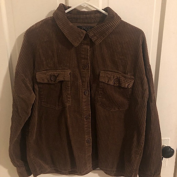 Corduroy Button-Front Shacket - Picture 2 of 4